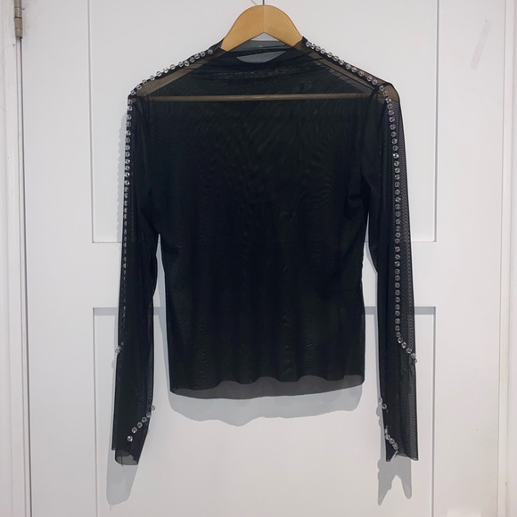 MESH LONG SLEEVE WITH CRYSTALS - Picture 2 of 4